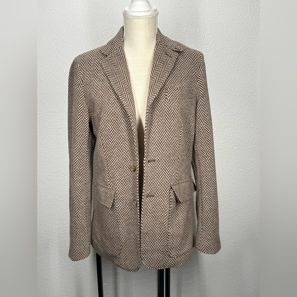 Polo by Ralph Lauren Blue Label Single Breasted Tan Herringbone Blazer 10 - Picture 7 of 15